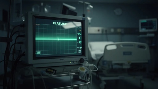 Hospital monitor displaying a flatline reading