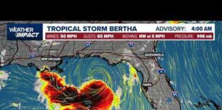 Tropical Storm Bertha | Live radar, forecast cone and spaghetti models